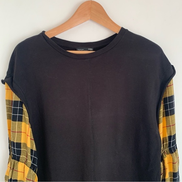 Zara Plaid Sleeve Tunic Sweater Dress - Picture 4 of 6